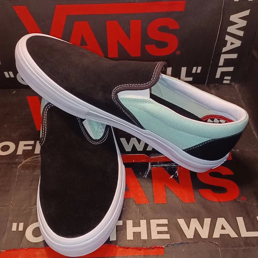 Vans Skate Slip On Mint Green Black Size US 11.5 Men New VN0A5FCAM2T Sneakers